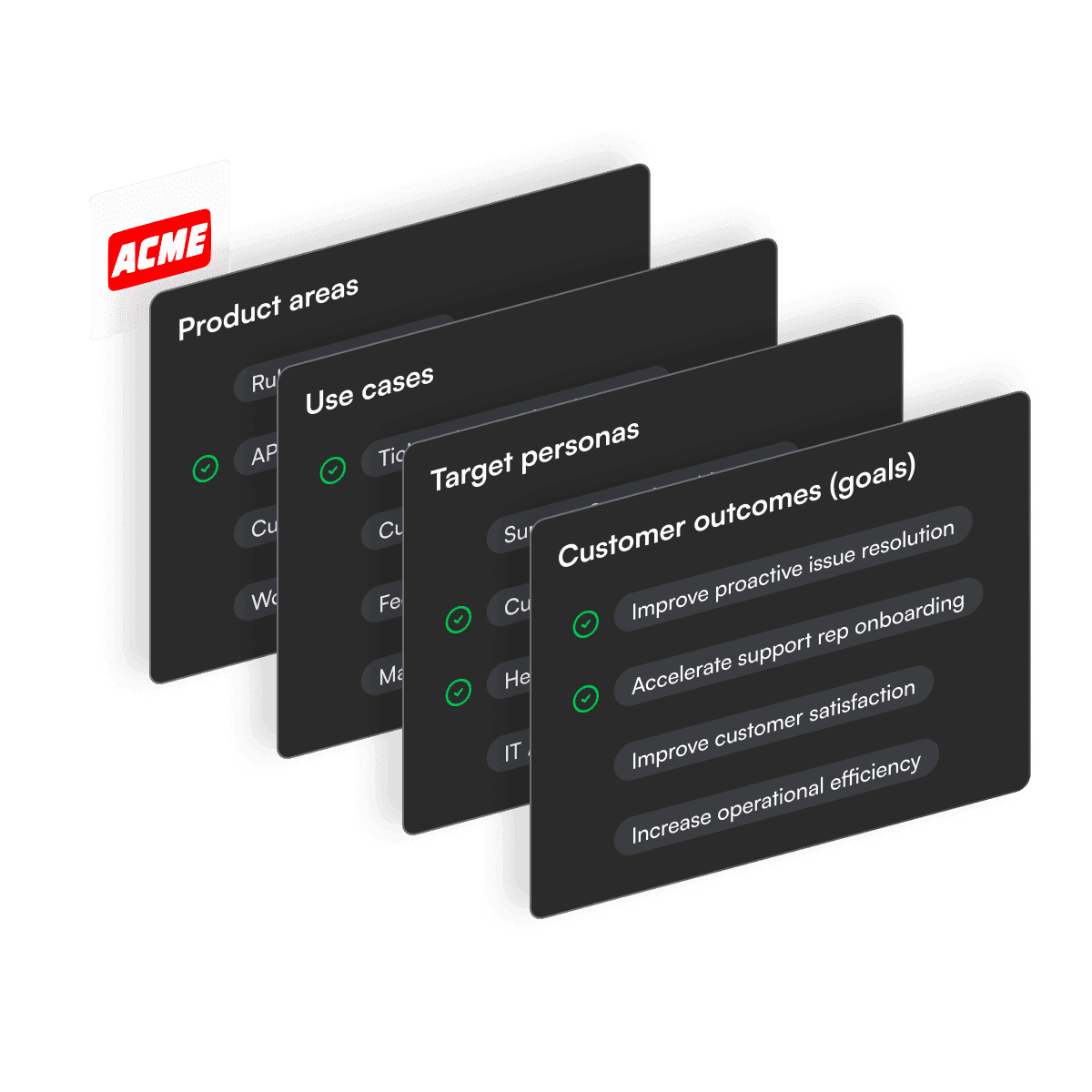 Customer context cards display each customer's strategic priorities