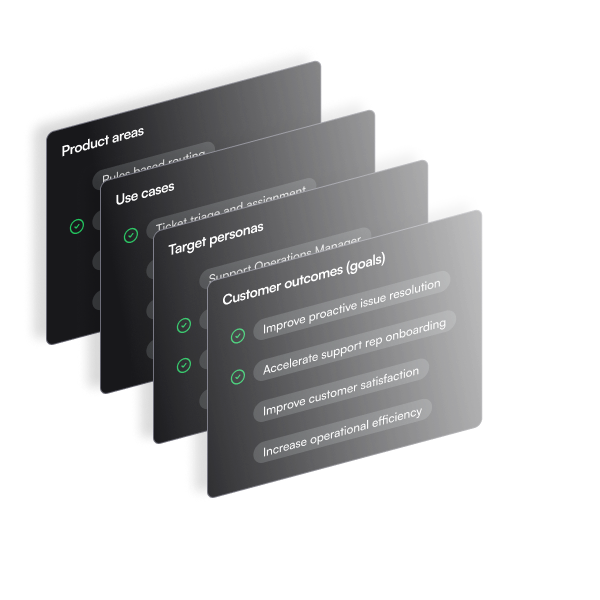 Customer context cards display each customer's strategic priorities