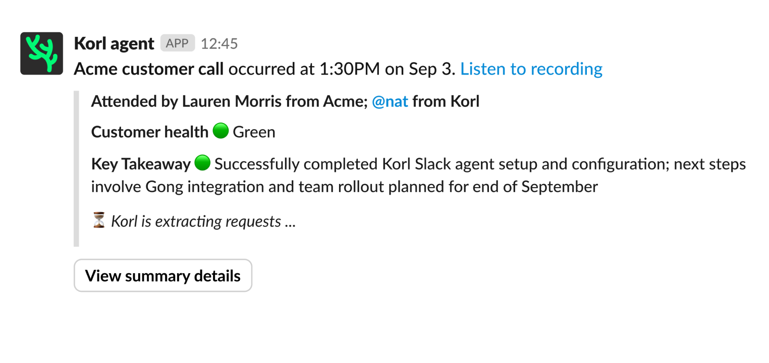 Korl extracting feature requests from call recordings