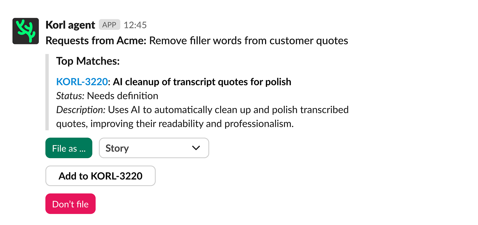 Filing requests in Jira or Linear from Slack